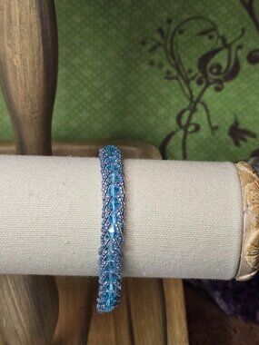 Handmade Icy Blue Swarovski Crystal/Japanese Seed Bead Bracelet